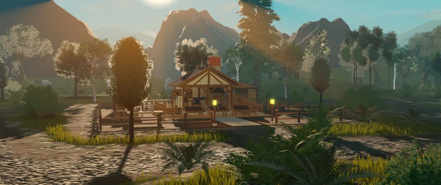 Village road at golden hour